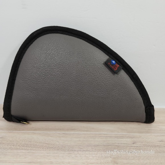 Ace Other - ACE PISTOL GUN Case, PADDED SOFT Inside Faux Leather Outer Shell Gray 12'' X 7''